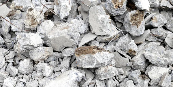 Broken concrete, Piles of rubble after house demolition