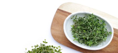 Beyaz arka plan üzerinde taze limon kekik.