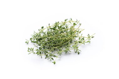 Beyaz arkaplanda taze kekik.