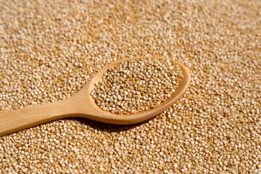 Tahta kaşıklı organik kinoa.