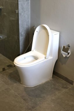 Tuvalette beyaz seramik klozet