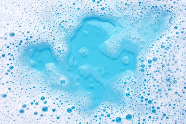 Blue water bubble. White soap foam