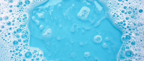 Blue water bubble. White soap foam