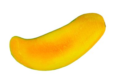 Tropik meyve, beyaz arka planda mango. Üst görünüm