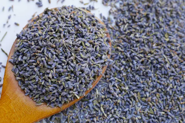 Bitki çayı demlemek için kurutulmuş lavanta tomurcukları.