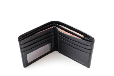 Beyaz arka planda siyah cüzdan.