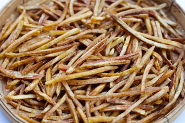 Crispy banana sticks. Fruit snack