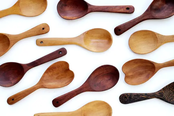 stock image Wooden spoon on white background.