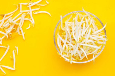 Sarı arka planda fasulye filizleri