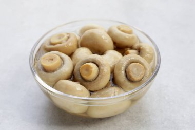 Salamura mantar. Konserve şampiyon mantarları.