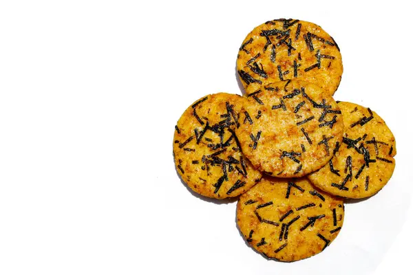 stock image Japanese rice crackers with nori seaweed