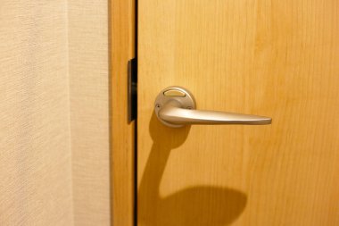 Metalik saplı ahşap kapı.