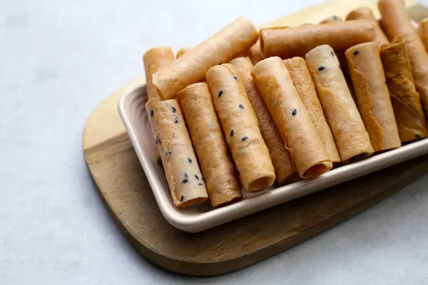 stock image Thai snack, crispy coconut rolls