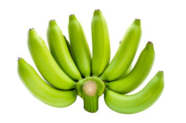 beyaz arkaplanda yeşil muz.