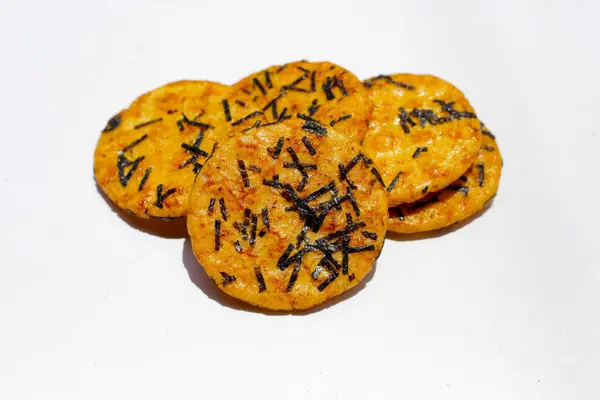 stock image Japanese rice crackers with nori seaweed