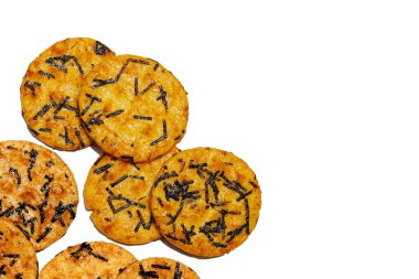 Japanese rice crackers with nori seaweed clipart