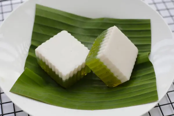 stock image Pandan and coconut jelly. Thai Desserts.