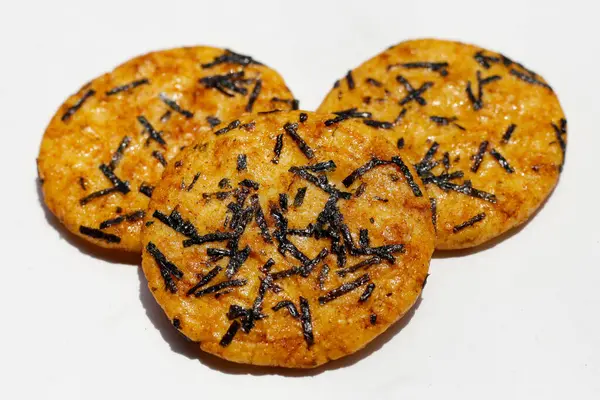 stock image Japanese rice crackers with nori seaweed