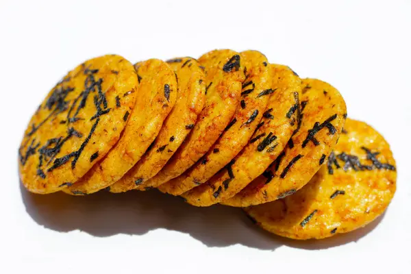 stock image Japanese rice crackers with nori seaweed