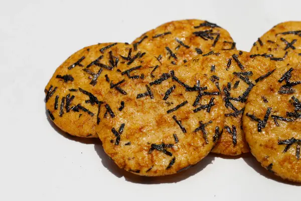 stock image Japanese rice crackers with nori seaweed