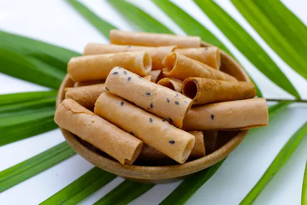 stock image Thai snack, crispy coconut rolls