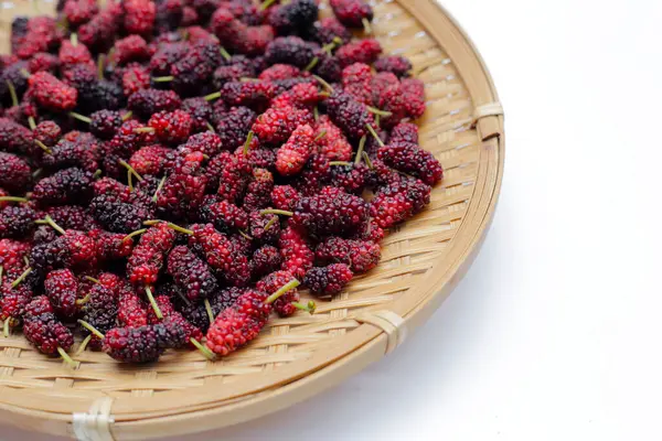 stock image Fresh mulberry on white background.