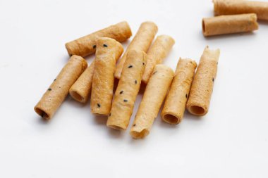 Thai snack, crispy coconut rolls clipart