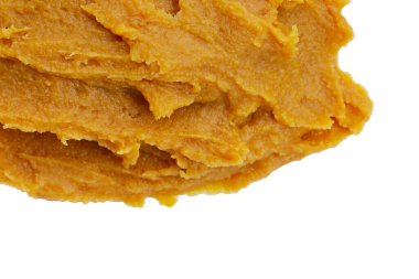 Beyaz arkaplanda Japon miso yapıştırıcısı.