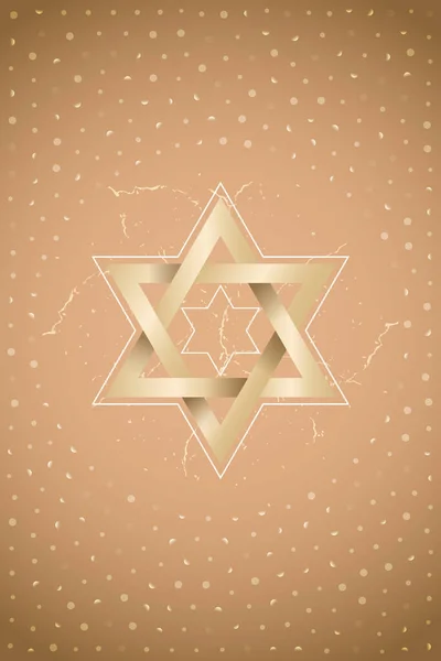 Carte Hanoukka Neutre Fabriquée Par Des Étoiles Blanches Dorées David — Image vectorielle