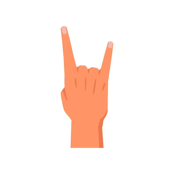 角的手势 孤立的符号表示摇滚 音乐爱好者 非语言语言和交流 音乐家 贴纸或情志 矢量呈扁平型 — 图库矢量图片