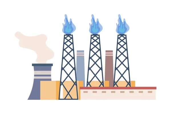 Gasproductie Fabrieken Industrieën Met Natuurlijke Hernieuwbare Hulpbronnen Productie Opslag Van — Stockvector
