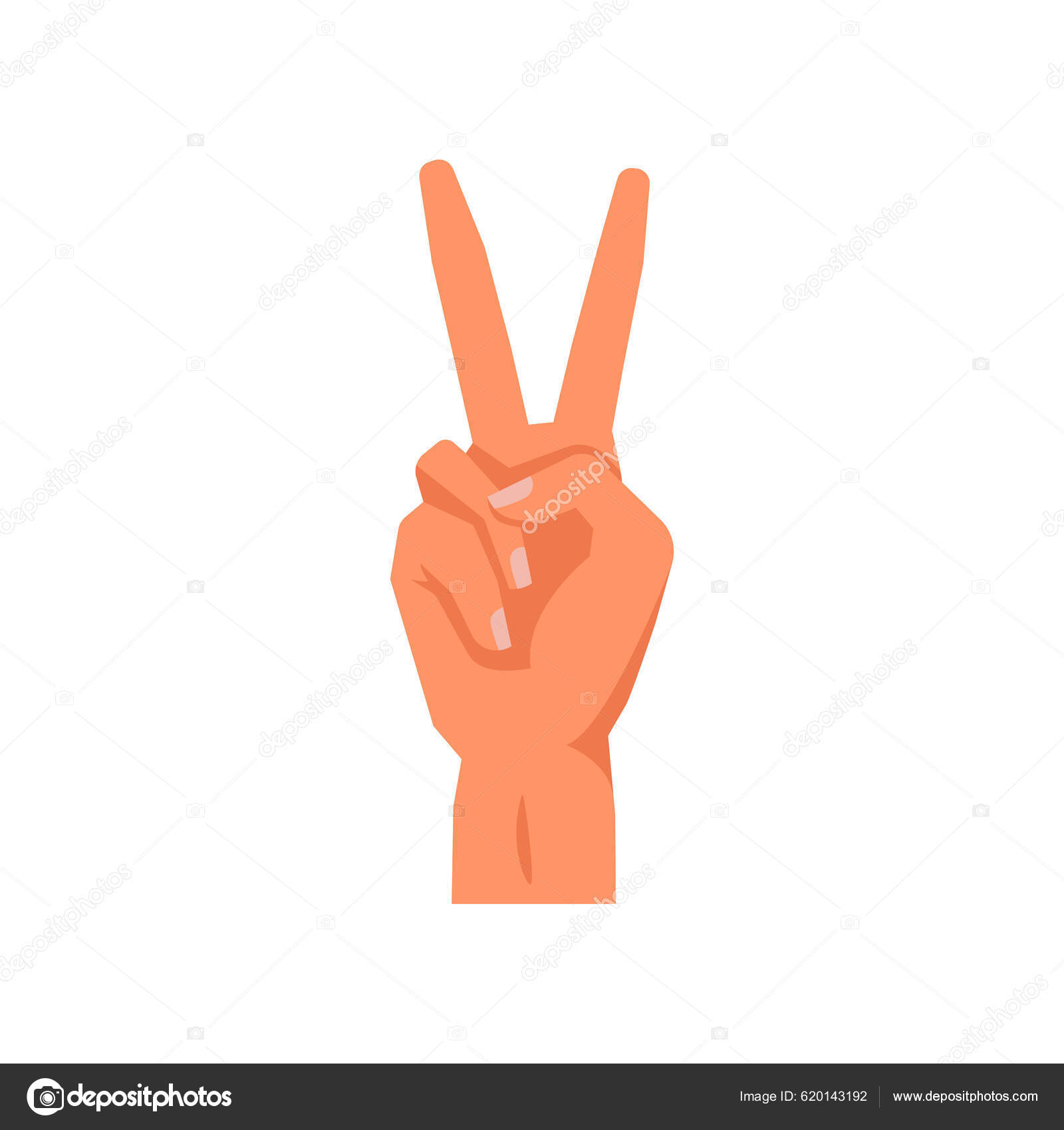 비언어적 의사소통 기호의 고립된 평화나 승리의 손짓은 주먹을 손가락을 치켜들었다 스톡 벡터 - ©Sensvector 620143192, image size:1600x1700