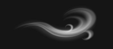 Uluyan ve esen rüzgar, izole duman veya sis girdapları. Hava koşulları, dönen hava akımı, fırtına ya da fırtına başlıyor. Gerçekçi biçimdeki vektör