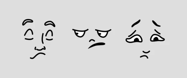 Obličejový Výraz Kreslených Postav Izolovaných Očí Úst Úsměv Nebo Rozčilený — Stockový vektor