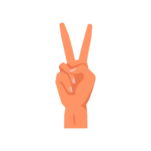 非语言交流以及符号和符号的语言 用紧握的拳头和举起的手指表示孤立的和平或胜利的手势 矢量呈扁平型 — 图库矢量图片