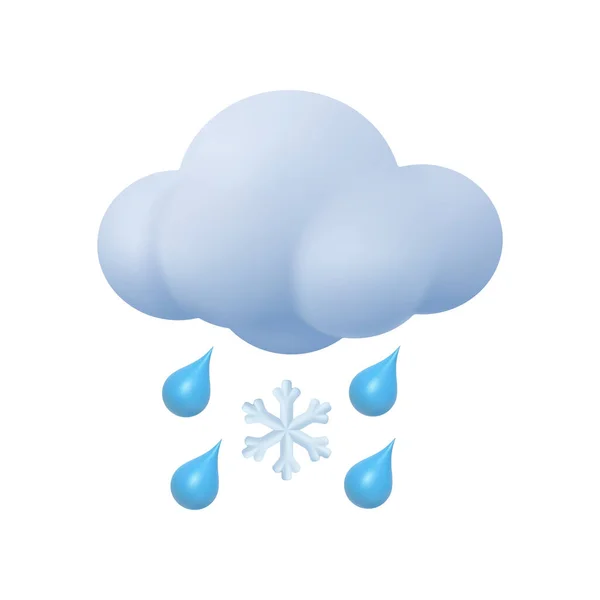 Déšť Sníh Meteorologická Předpověď Izolovaná Ikona Počasí Mrak Sněhovou Vločkou — Stockový vektor