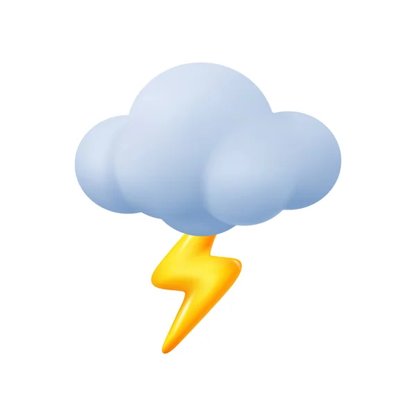 Rayo Relámpago Con Nube Icono Aislado Pronóstico Del Tiempo Tiempo — Vector de stock