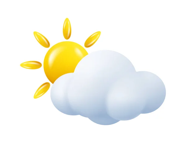 Sun Hiding Cloud Isolated Meteorological Forecast Icon Cloudy Weather Conditions — Stock Vector