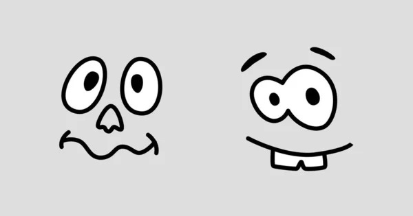 Gesichtsausdruck Der Zeichentrickfigur Gesicht Mit Augen Und Mund Überraschte Oder — Stockvektor