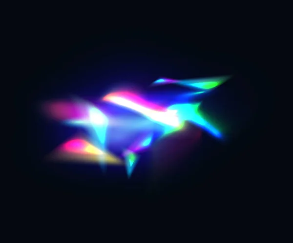 クリスタル虹の光効果 レンズカラフルなダイヤモンドライト ベクトル明るい線やビーム輝く光 3D宝石輝く虹色のグレア プリズムからのフレア反射 — ストックベクタ