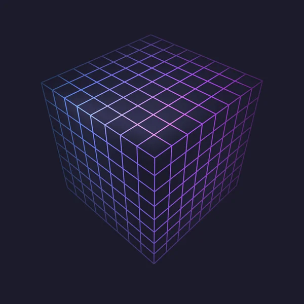 Figura Del Cubo Forma Geometrica Della Linea Poli Bassa Colore — Vettoriale Stock