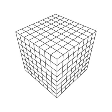 Küp düşük polimetrik geometrik şekil, soyut figür izole vektör 3d kare hologram. Çokgen matematik ve geometri 3 boyutlu kare perspektifler
