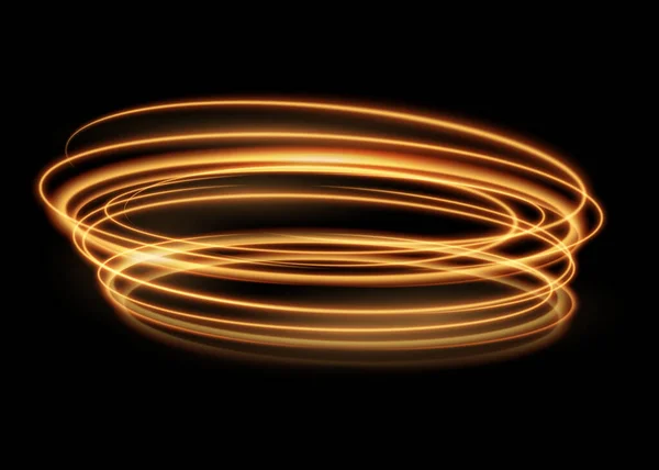 Золотые Спирали Абстрактный Эффект Движения Света Векторный Блестящий Волнистый След — стоковый вектор