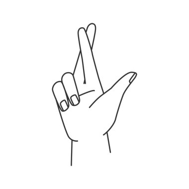 Parmaklar çapraz, el hareketi izole edilmiş taslak simgesi. Yalanın ya da şansın temsilcisi, batıl inanç sembolü. Orta ve işaret parmakları çapraz, sözsüz iletişim dili