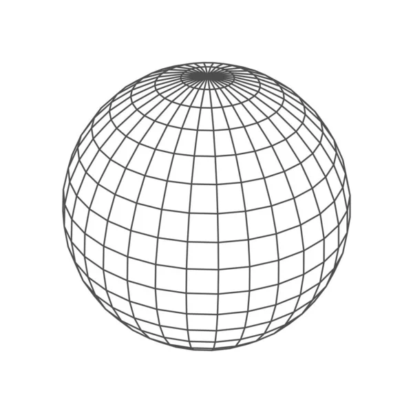 Sfäriska Bollen Glob Låg Poly Linje Geometrisk Form Rund Planet — Stock vektor