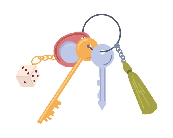 Schlüsselanhängerverlustschutz Taschenschlüssel Für Immobilien Miet Und Verkaufskonzept Für Immobilien Vektor — Stockvektor