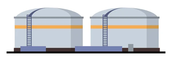 Station Essence Avec Stockage Pétrole Dans Des Conteneurs Cylindriques Avec — Image vectorielle