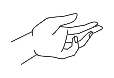 El yapımı soyut kadın kol hareketi, çizgi ikonu. Vektör kol, sözsüz iletişim işareti. İzole kadın kolu, vücut sözlü olmayan dil iletişimi işareti