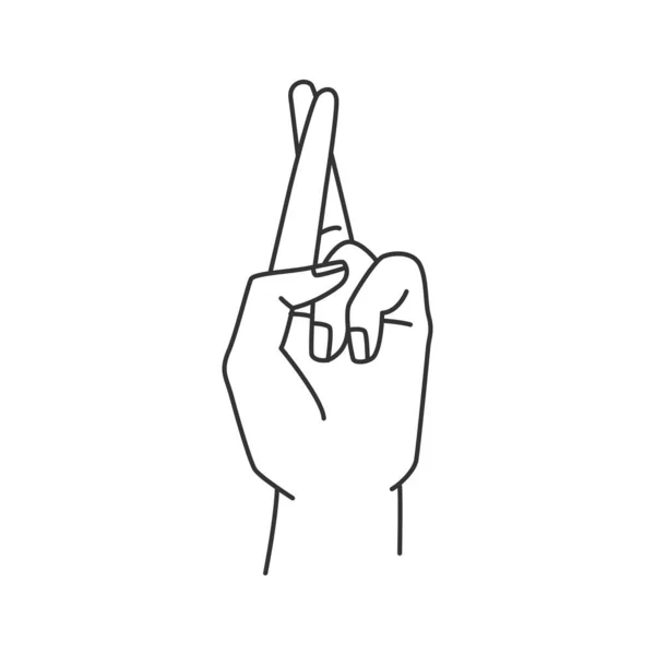 Fingers Crossed Nonverbal Communication Body Language Sign Vector Illustration Hand — Vetor de Stock