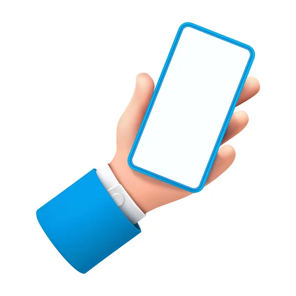 Smartphone Empty Screen Hand Isolated Person Gadget Display Copy Space — Vetor de Stock